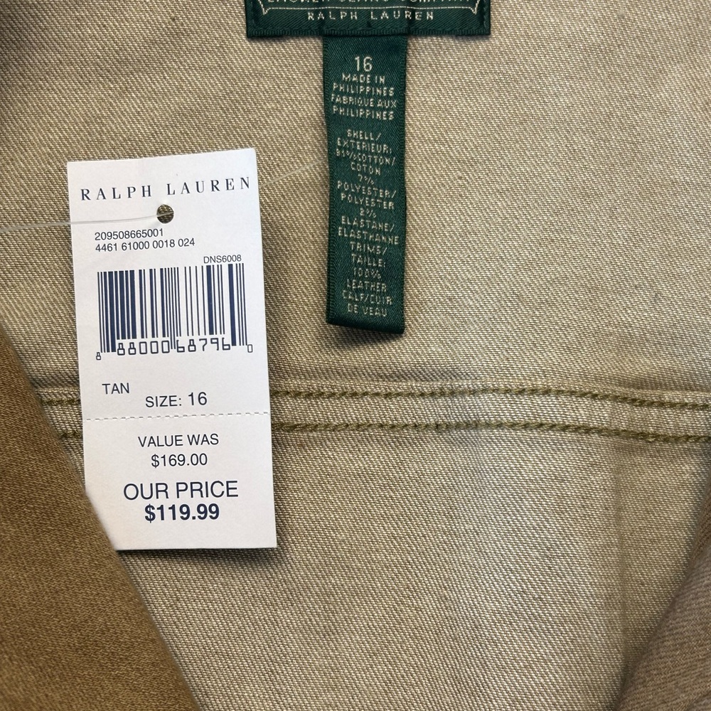 VINTAGE FAB - Ralph Lauren Tan Utility Jacket with Brown Trim - Picture 9 of 14